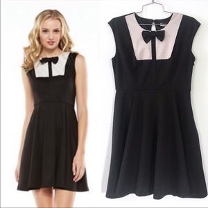 Black bow tie tuxedo style skater dress